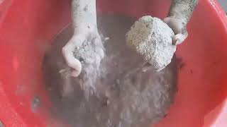 ASMR dusty sand cement shapes crumbling in water | so satisfying asmr video | cement video asmr