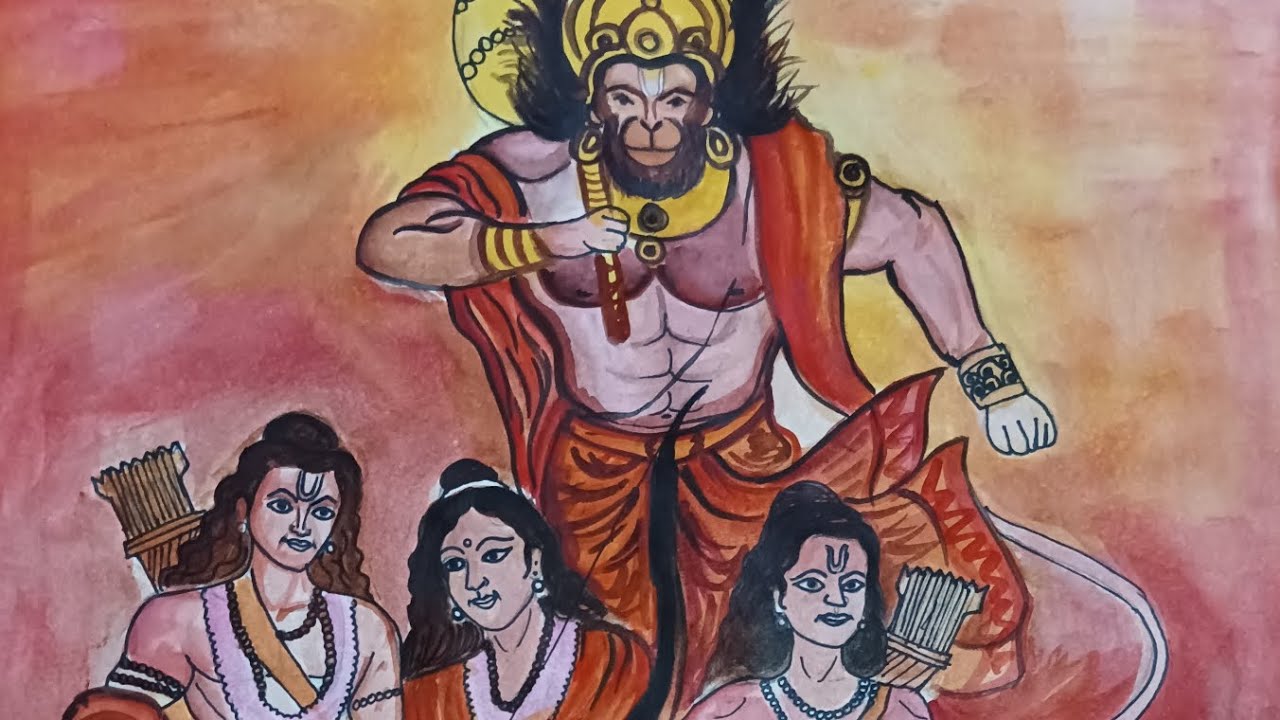 Ram Sita Hanuman Laxman Drawing In Watercolor||Ram Navami Spacial ...