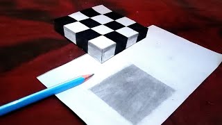 How to draw 3D Floating Chess on Paper | 3D Art Tricks | Anamorphic Illusion | The Drawing Zone