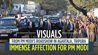 Visuals from PM Modi's roadshow in Agartala, Tripura | Immense affection for PM Modi