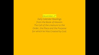 December 2nd Daily Calendar Readings from the Book of Heaven