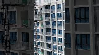 Worker  Plastering The Edge Of  The Balcony #construction #views #viral #youtubeshorts #scary