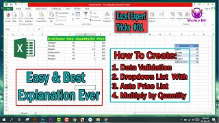 How to Create Drop down List With Auto Price List Excel 2020 | Data Validation | Excel | covid 19