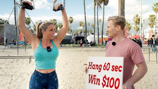 fit people  VS  Crazy Hang Challenge at Muscle Beach