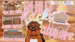 CUTE Bloxburg Build Hacks for YOUR HOME! *Kids Art TABLE, BUNNY Hutch, Bench \u0026 CLOUD Lamp* Roblox