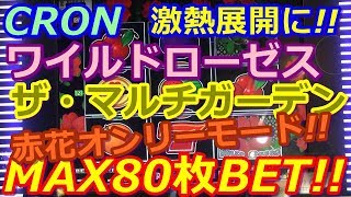 【メダルゲーム】CRON　ワイルドローゼス　ザ・マルチガーデン　MAX80枚BET!!　赤花オンリーモードで挑戦!!　まさかの激熱な展開に!!（2018.06.23）