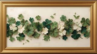 Shamrock Wall Art 💚🤍| Luxury Green & White Botanical TV Art | St. Patrick’s Day Decor | 2 Hour Loop