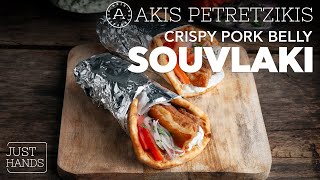 Crispy Pork Belly Souvlaki | Akis Petretzikis