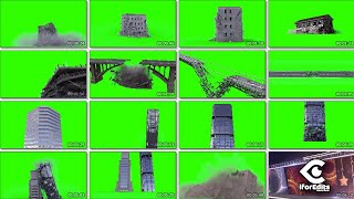 28 Real 3D Demolition - Destruction of Urban City - Green Screen | FREE TO USE | iforEdits