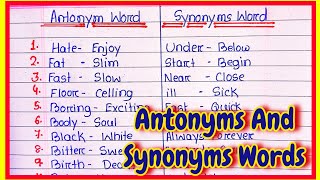 25 Synonyms Words and Antonyms words in English l Synonyms Words l Antonyms words