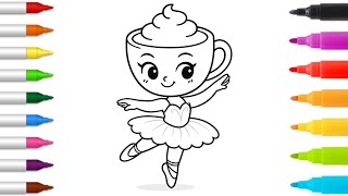 How to draw Ballerina Cappuccino step by step | Coloring of Ballerina Cappuccina