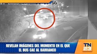 Revelan imágenes del momento en el que el bus cae al barranco