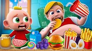 Don't Overeat Song | Healthy Food vs Junk Food | Funny Kids Songs & Nursery Rhymes | Songs for KIDS