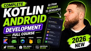 The Complete 2026 Kotlin & Android Course: Build 4 Real-World Apps - Quiz, Chat, Drawing, Uber Clone