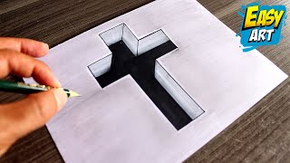 🔴 How to Draw the HOLY CROSS in 3D with Depth - Free 3D Drawing Course - Easy Art