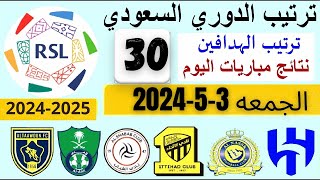 ترتيب الدوري السعودي و ترتيب الهدافين و نتائج مباريات الجولة 30 اليوم الجمعة 3-5-2024