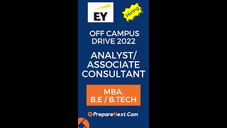 EY Off Campus Drive 2022 | Analyst/Associate Consultant | IT Job | Engineering Job |Across India