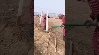 The process of pulling out the pile of concrete poles