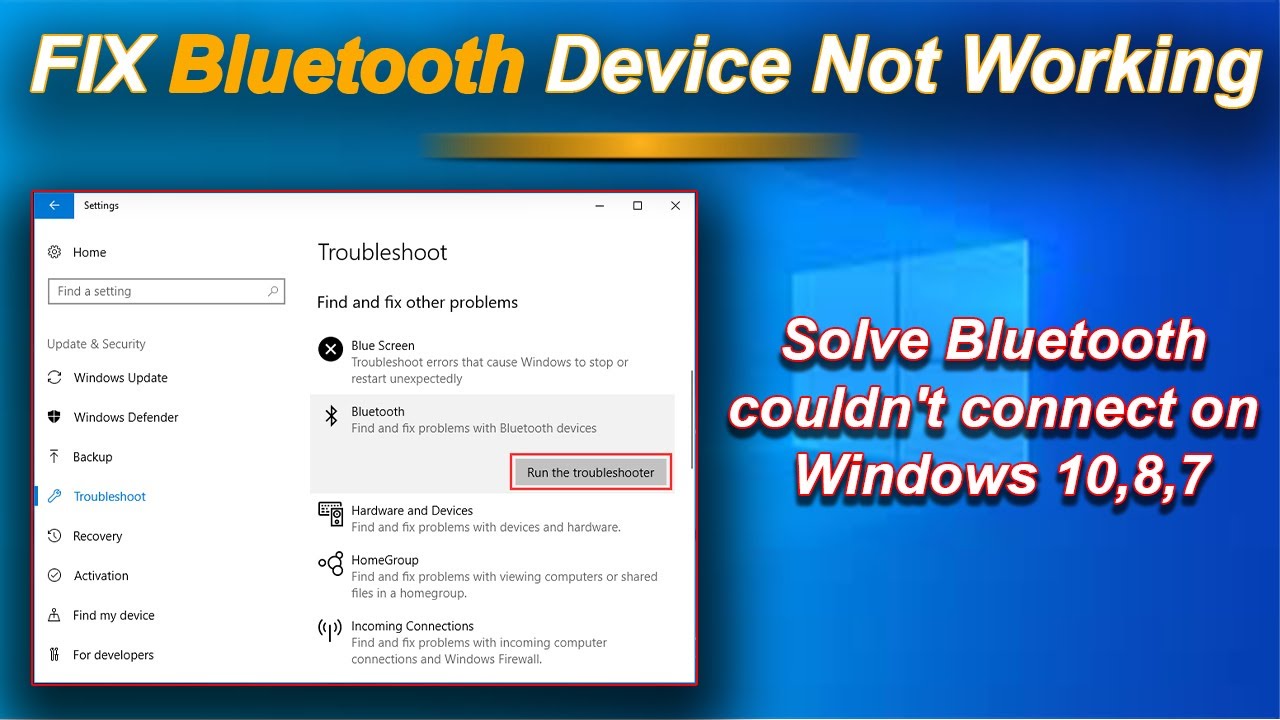 How To FIX Bluetooth Device Not Working 10/11 || Solve Bluetooth Couldn ...