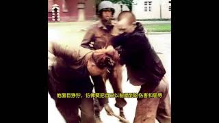 1945年，德国达豪集中营，一名战俘正在追打看守的士兵。#历史 #老照片