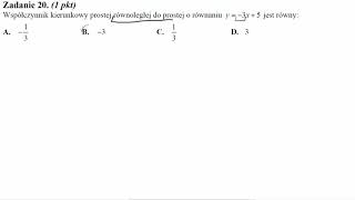 Współczynnik kierunkowy prostej równoległej do prostej o równaniu y=−3x+5 jest równy