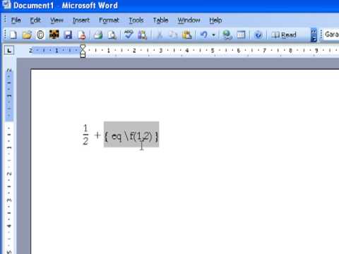 Creating a Fraction in Microsoft Word 2003 and 2007 Creating a Fraction in Microsoft Word 2003 and 2007