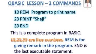 QBASIC BASIC Programming Lesson for beginners LET, PRINT, LPRINT, REM, END Commands