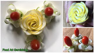 Easy Salad Decoration Ideas | Cucumber Rose Flower Garnish