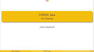COS101: Week 1 Lecture 3 - Working with Files 2