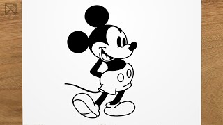 How to draw MICKEY MOUSE step by step, EASY