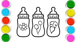 Chusni bottle drawing l How to draw baby milk bottle l pacifier drawing for kids easy