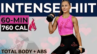 60-MIN EXTREME HIIT WORKOUT (total body metabolic weight loss, lean muscle, abs + blast belly fat)