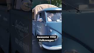 Awesome 1958 Volkswagen pick up single cab with a canvas top.