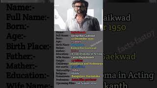 South Indian best actor Rajinikanth biography #biography #rajinikanth #actors #shortvideo