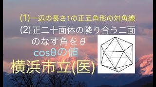 横浜市立(医)　正二十面体　面のなす角　高校数学 Japanese university entrance exam questions