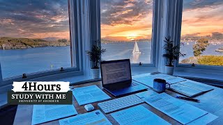 4 HOUR STUDY WITH ME on A RAINY DAY | 10-min Break, No music, Study with Merve