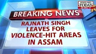 Rajnath Singh on his way to visit violence-hit areas of Assam