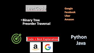 Binary Tree Preorder Traversal | LeetCode : 144 | code + explanation | in Python