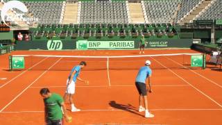 Marin Cilic \u0026 Ivo Karlovic practicing serve