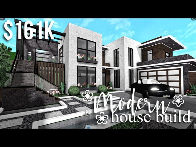 Modern House Small Bloxburg / Aesthetic Hillside Modern Mansion 140k No ...