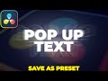 POP UP Text Tutorial in Davinci Resolve | Text Bounce Effect