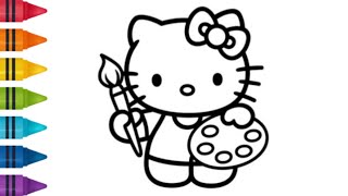 Hello Kitty 🎨 Trying to Paint Cute Coloring Pages for Kids | Easy Drawing & Coloring