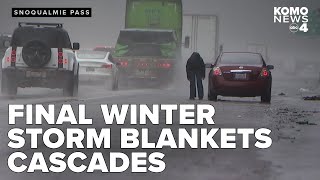 Winter storm blankets Cascades with fresh snow, drivers urged to take caution
