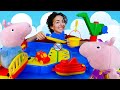 Video e giochi per bambini. Peppa Pig e George preparano il gelato con Play Doh.