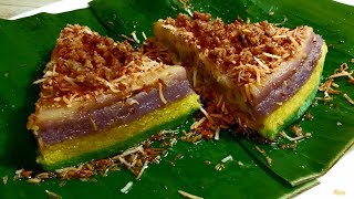 NATIVE CAKE / SAPIN SAPIN ( Steamed   layered colourful glutinous rice flour ) Re-upload)