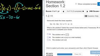 Solve 5(x - 6) - 6(x - 5) = x + 5 - (x - 2) College Algebra MyMathlab Homework
