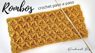 Cómo tejer punto crochet de rombos en relieve # 85