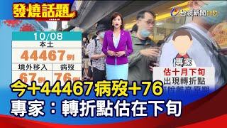 今+44467病歿+76 專家：轉折點估在下旬【發燒話題】-20221008