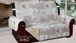 Copridivano E Copripoltrona Trapuntato Reversibile Modello Kino Colore Beige