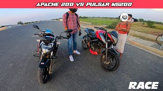 Apache 2004v vs Pulsar Ns200 Drag Race | On Empty Expressway | Full Speed